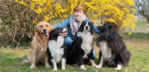 Pascaline Sion et quatre de ses chiens